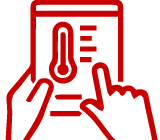 Tablet displaying a thermometer icon
